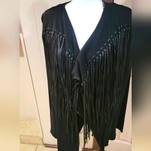 Black Knit Sweater w/Fringes